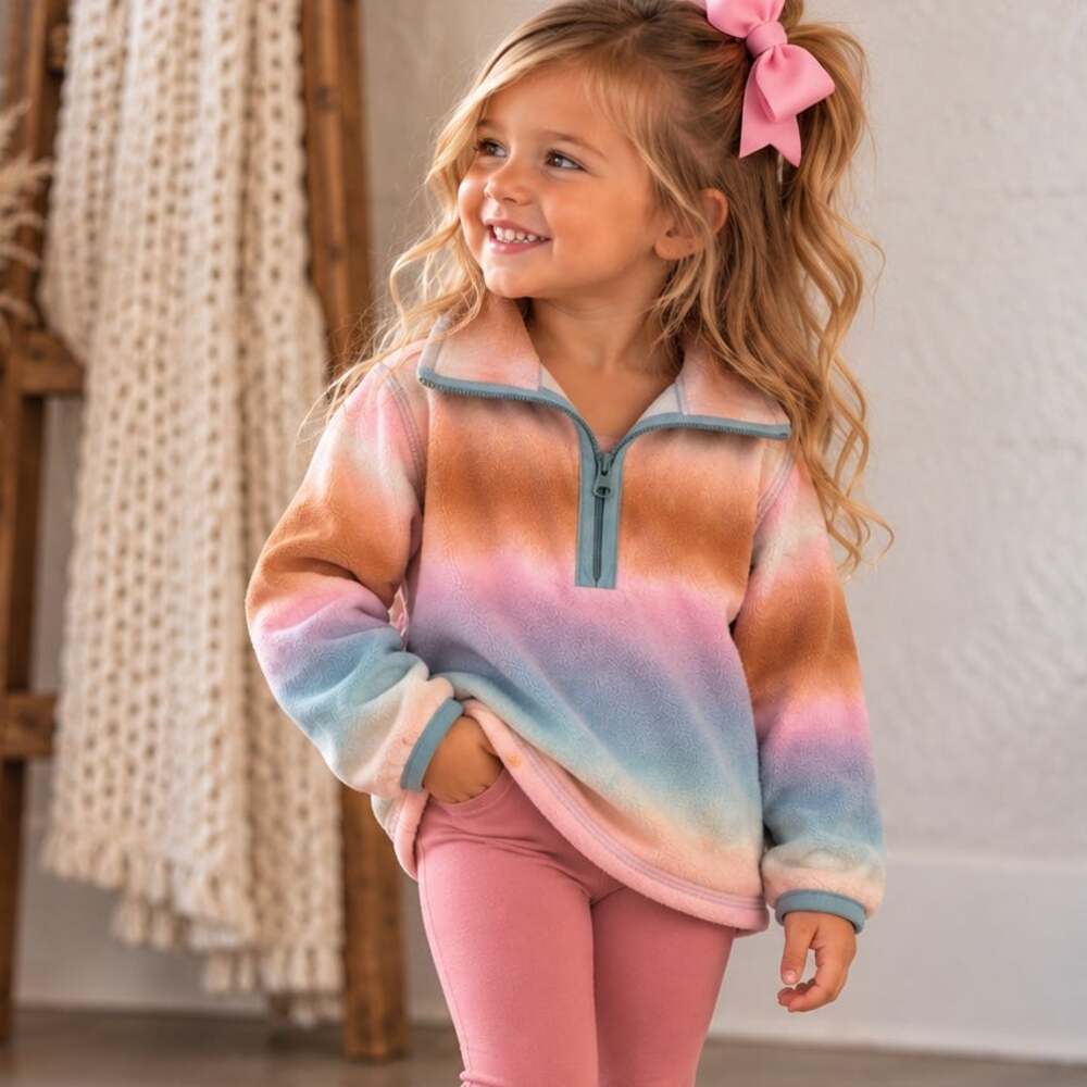 OshKosh Tie Dye Fuzzy Quarter Zip Pullover Size 24 Months